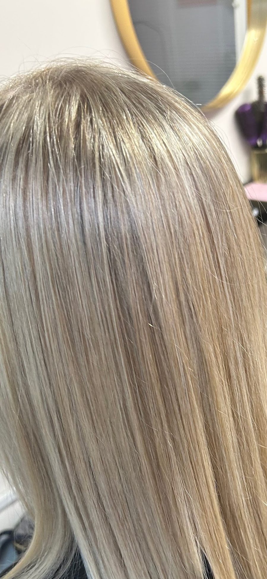 Blonde foil highlights close-up