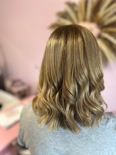 Finished wavy blow dry in the studio